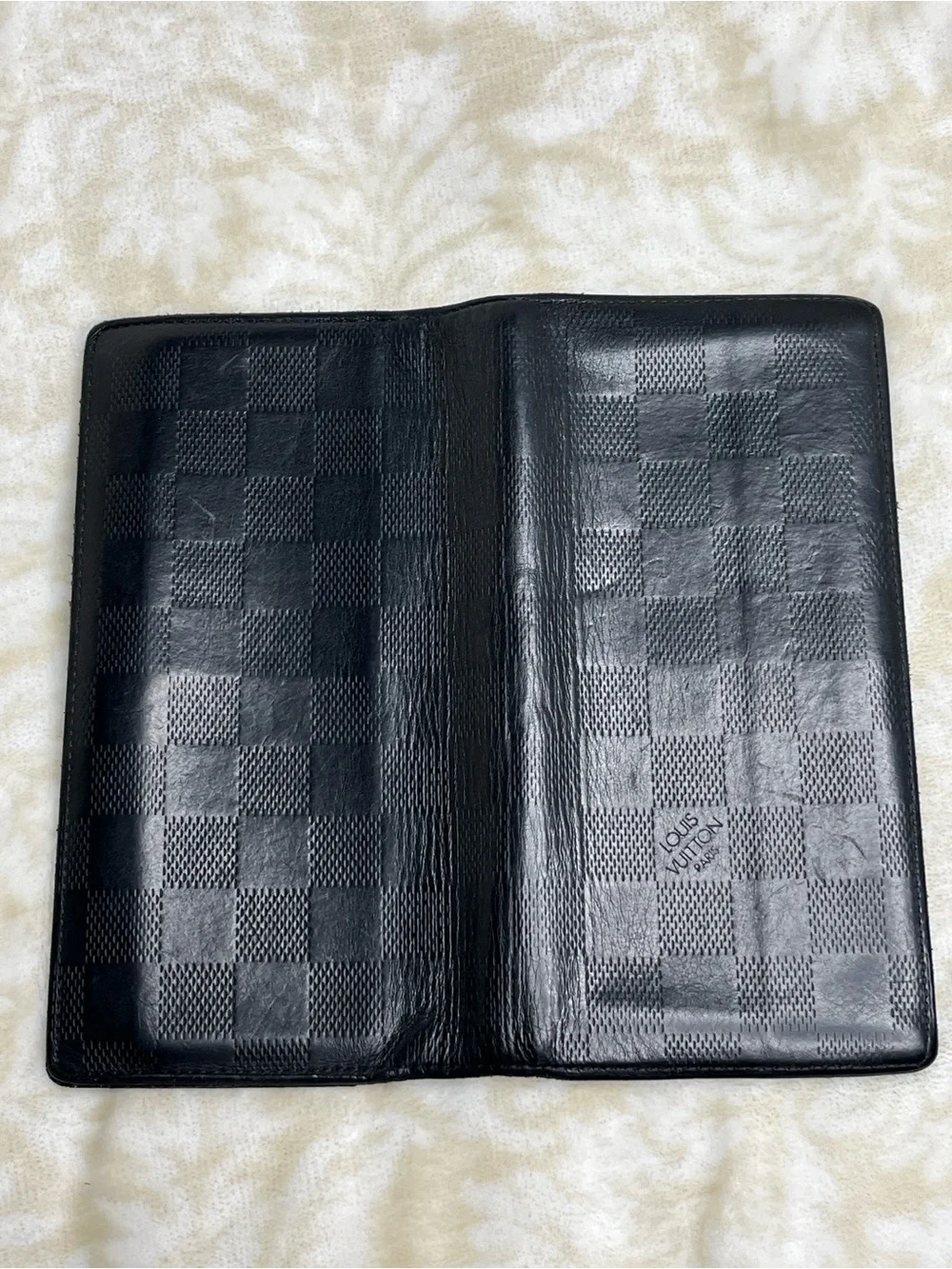 Louis Vuitton Damier Infini Black Leather Long Wallet Checkbook Wallet